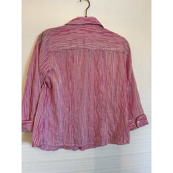 Foxcroft Pink & White Gingham Button up Textured SZ 6 Country Cottage, Homestead - Picture 2 of 6